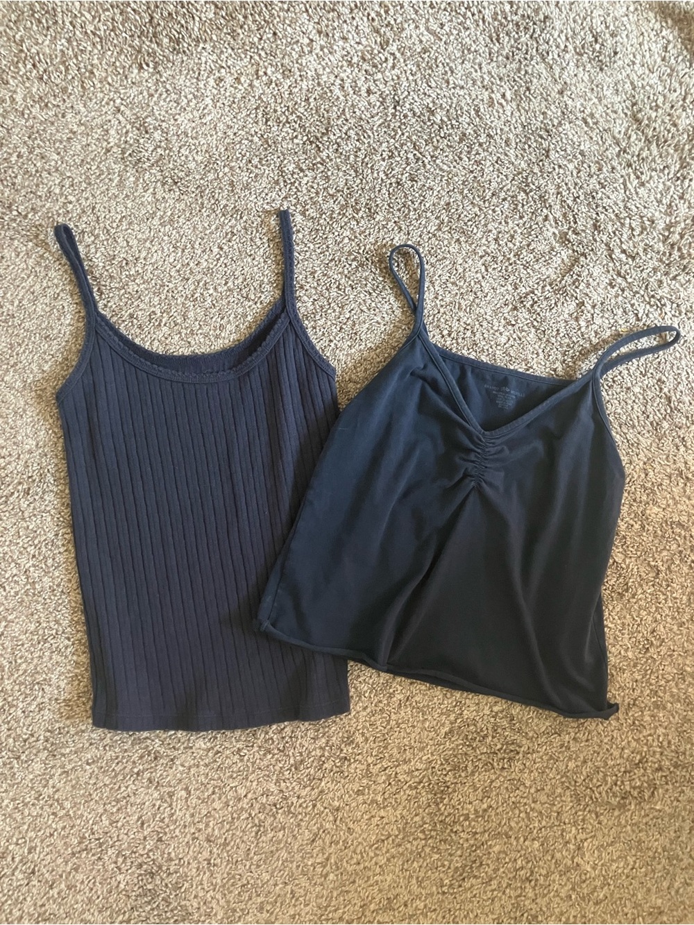 Brandy Melville Black Ribbed Tank & Black V-Neck Spaghetti Strap Cami Set